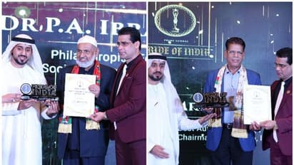 Gulf News : പ്രൈഡ് ഓഫ് ഇന്ത്യ പുരസ്കാരം ഡോ പി.എ ഇബ്രാഹിം ഹാജിക്കും കെ.വി.ആർ കുഞ്ഞിരാമൻ നായർക്കും സമ്മാനിച്ചു