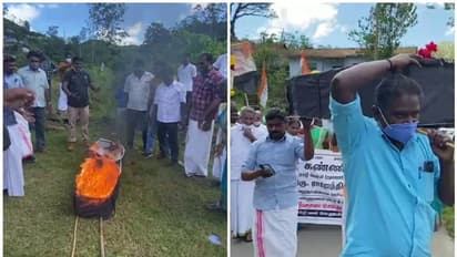 മൂന്നാര്‍ പഞ്ചായത്ത് ഭരണം പോയി; കൂറുമാറിയവര്‍ക്കെതിരെ കോണ്‍ഗ്രസിന്‍റെ ശവമഞ്ചവും, സംസ്‌കാരവും