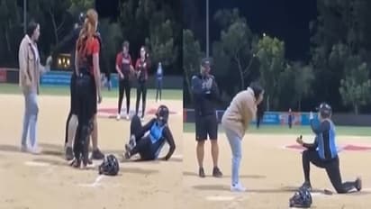 మ్యాచ్ మధ్యలో కిందపడ్డట్టు నటించి.. ప్రేయసికి వెరైటీగా ప్రపోజ్ చేసిన సాఫ్ట్ బాల్ క్రీడాకారిణి..