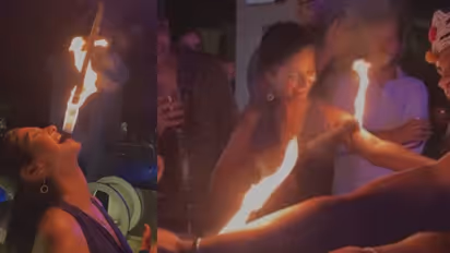 keerthi pandian viral video : பற்றி எரியும் நெருப்பு... பயமின்றி உடம்பில் தேய்த்துக் கொண்ட வாரிசு நடிகை