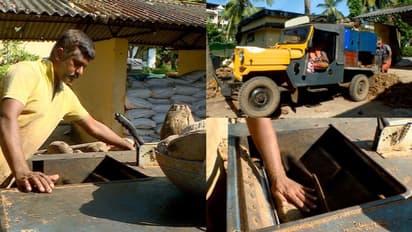 മണിക്കൂറില് 1200 തേങ്ങ വരെ പൊതിക്കാം; ഡീസല് യന്ത്രവുമായി കാസര്കോട് സ്വദേശി