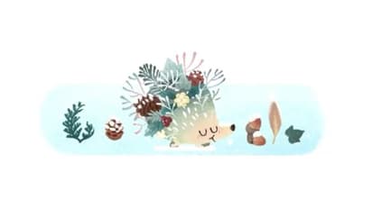 Google Doodle marks beginning of winter with hedgehog walking on snow