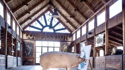 Meet Pigcasso, the painter pig who just sold its latest artwork for £20,000