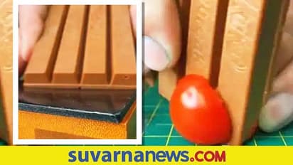 ಟೊಮೆಟೋ ಕತ್ತರಿಸಲು KitKat ಬಾರ್‌ನ್ನು ಹರಿತಗೊಳಿಸಿದ ಭೂಪ... ನೋಡಿ ವೈರಲ್ ವಿಡಿಯೋ