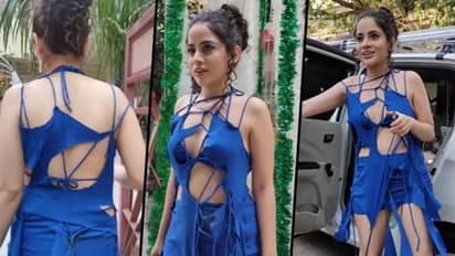 Urfi Javed's revealing blue cobweb top and matching shorts screams fashion horror