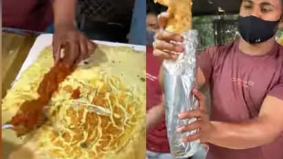 Food Video : 1.5 അടി നീളം; ഇതാണ് 'ബാഹുബലി എ​ഗ് റോൾ'; വീഡിയോ
