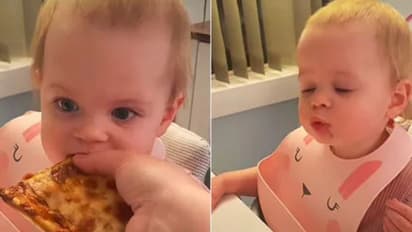 Viral Video : ആദ്യമായി പിസ കഴിക്കുന്ന കുരുന്ന്; വൈറലായി വീഡിയോ