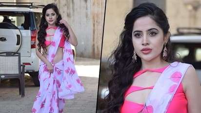 Urfi Javed seen in a printed saree with a cutout blouse; see pics
