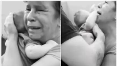 കാഴ്ചയില്ലാത്ത അമ്മയുടെ കയ്യിലേക്ക് പൂക്കളെന്ന് പറഞ്ഞ് കൊച്ചുമകനെ നല്‍കിയപ്പോള്‍ - വീഡിയോ