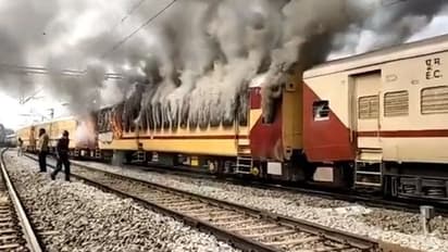 Train set ablaze by students protesting against ‘cheating’ in Railways entrance exam