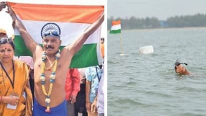 കയ്യും കാലും ബന്ധിച്ച് മൂന്ന് കിലോമീറ്റര് നീന്തി, റെക്കോര്ഡ് നേട്ടവുമായി 66 -കാരന്