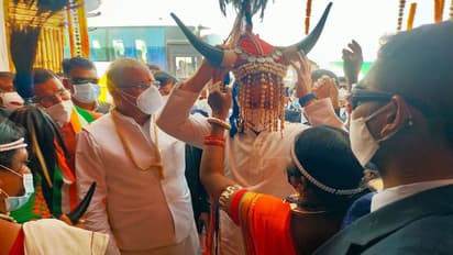 छत्तीसगढ़ी रंग में रंगे राहुल गांधी, तिलक लगाया, गौर मुकुट पहना, नेहरु जैकेट पहनकर दिया संदेश, देखें तस्वीरें