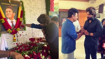 പുനീത് രാജ്‍കുമാറിന് ആദരാഞ്ജലി അര്‍പ്പിച്ച് അല്ലു അര്‍ജുന്‍; കുടുംബാംഗങ്ങളെ സന്ദര്‍ശിച്ചു