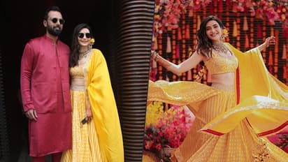 Karishma Tanna-Varun Bangera wedding: Actor sizzles in a yellow lehenga for Mehendi; beau compliments in pink