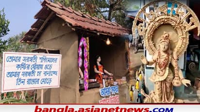 Saraswati Puja 2022 : কোথাও সাজে কাঁচা বাদাম, কোথাও চা বিক্রেতা সরস্বতী, থিমের ছটা জেলাজুড়ে
