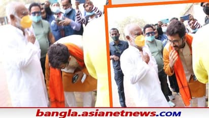 সৌজন্যর বার্তা খড়্গপুরে, তৃণমূল প্রার্থীকে প্রণাম করে মনোনয়ন জমা হিরণের