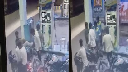 పెట్రోల్ బంకులో యువకుల వీరంగం.. సేల్స్ మెన్ లపై దాడి, నగదు చోరీ...(వీడియో)