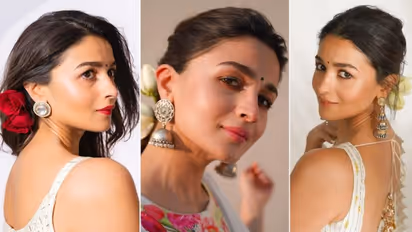 Alia Bhatt’s Gangubai Kathiawadi promotions are all about white sarees and fresh flowers; see pics
