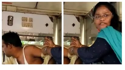 பிரேக் போட்டது ஒரு குத்தமா...? கோவை சரளா பாணியில்...அரசு பஸ் டிரைவரை பறந்து அடித்த பெண்..!வைரல் வீடியோ ..!