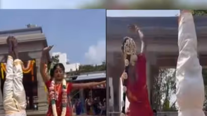 Pre-wedding: மணக்கோலத்தில் தலைகீழாக நின்ற கல்யாண மாப்பிள்ளை...ப்ரீ வெடிங் ஷூட்டில் அலப்பறை !வைரல் வீடியோ..