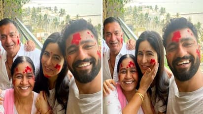 Holi 2022: Katrina Kaif, Vicky Kaushal celebrate it with their family; see pics