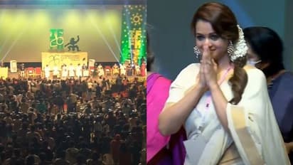 IFFK 2022 : ഐഎഫ്എഫ്കെ വേദിയില് സര്പ്രൈസ് അതിഥിയായി ഭാവന; കരഘോഷത്തോടെ സ്വീകരിച്ച് കാണികള്