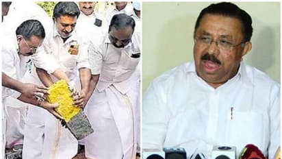 'ഇനി ഇവിടെ ഈ കല്ല് വേണ്ട'; കെ റെയില് കല്ല് പിഴുതെറിഞ്ഞ് എം എം ഹസ്സന്