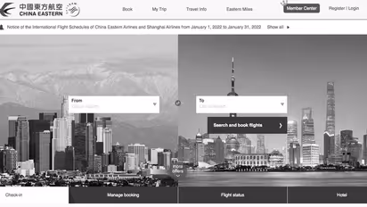China Eastern airline's website changes into black and white after crash