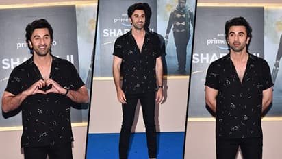 Ranbir Kapoor looks dapper in black at Sharmaji Namkeen’s promotions