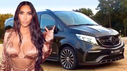 Shocking: Kim Kardashian brought $400,000 Maybach minivan to drop her kids to school (Video)