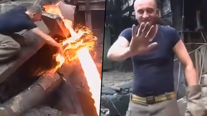 Man passes his bare hand through hot liquid metal, remains Unharmed; watch