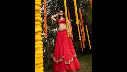 Nabha Natesh Pics : ఎరుపెక్కిన అందాలతో మైమరిపిస్తున్న నభా నటేష్.. లెహంగా వోణీలో మతిపోయే ఫోజులు..