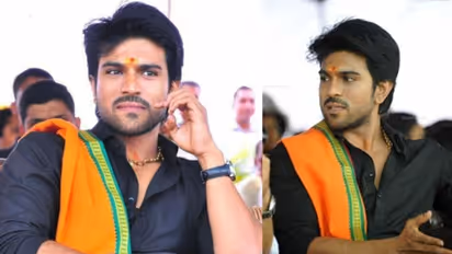 Why is Ram Charan walking barefoot and wearing black attire? Is he visiting Kerala's Sabarimala Temple?