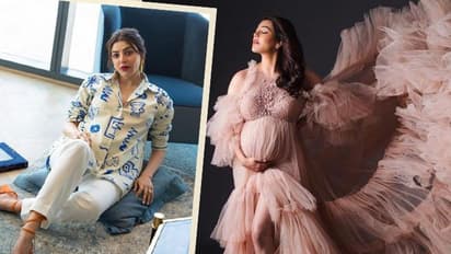 অপেক্ষার প্রহর গুনছেন মম টু বি,গোলাাপি রাফেল্ড গাউনে প্রেগনেন্সি ফটোশ্যুট সিংহম নায়িকার