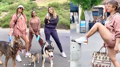 शार्ट्स पहन दोस्तों और पपीज संग घूमने निकलीं प्रियंका चोपड़ा, एक बोला- हम आपके बच्चों को कब देखेंगे