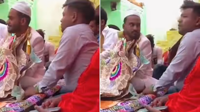 Watch: Man stealing money from the groom's garland leaves netizens in splits