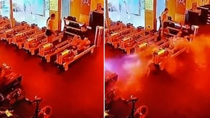 Watch: Water rowing machine burst out mid-workout; netizens can't stop their laugh