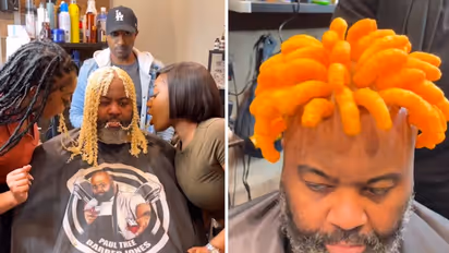 Watch: Man getting bizarre food haircuts using noodles, Cheetos, and many more leaves netizens stunned