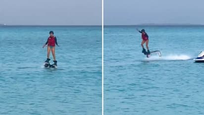 Watch: Sunny Leone tries out fly-boarding in the Maldives; leaves internet in splits