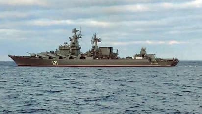 Moskva, flagship of Russian Black Sea fleet, on fire after missile-hit