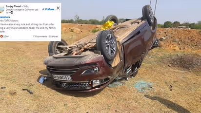 തലകുത്തി മറിഞ്ഞ് ടിഗോര്‍, ടാറ്റയ്ക്ക് നന്ദി പറഞ്ഞ് ഉടമയും യാത്രികരും!