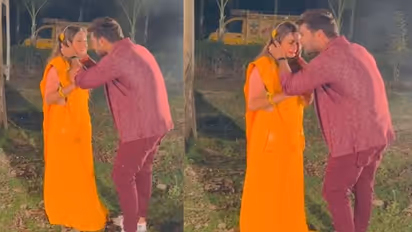 शूटिंग के बीच खेसारी लाल के गले लग अचानक फूट-फूटकर रोने लगी ये हीरोइन, फिर देखें आगे क्या हुआ