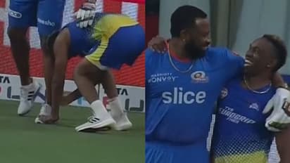 MI vs CSK: பொல்லார்டு காலில் விழுந்து வணங்கிய பிராவோ..! நெகிழ்ச்சி சம்பவம்