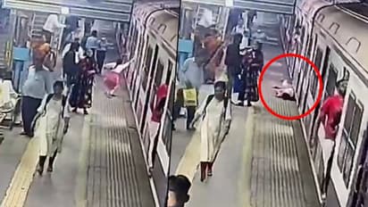 Woman saved by an alert guard after falling off Mumbai local train