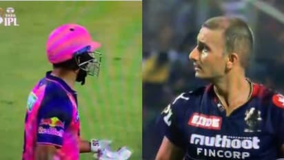 IPL 2022 : രണ്ട് സിക്സർ, പിന്നാലെ കട്ട ഉടക്ക്; മൈതാനത്ത് ഏറ്റുമുട്ടി പരാഗും ഹർഷലും- വീഡിയോ