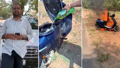 തന്‍റെ ഒല സ്‍കൂട്ടര്‍ കത്തിച്ച് ഉടമ പറയുന്നു: "ആരോടും ഇങ്ങനൊന്നും ചെയ്യരുത് സാറേ.."!