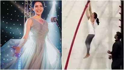 கால் வைக்காமல் ஏணி ஏறும் சமந்தா..வேற லெவல் ஒர்கவுட் வீடியோ