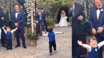 അമ്മയുടെ വിവാഹവേദിയില് ക്യൂട്ടായി മകന്; വീഡിയോ വൈറല്