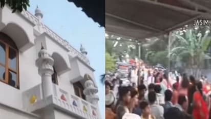 പള്ളിയിൽ ബാങ്കുവിളിയുയർന്നപ്പോൾ മേളം നിർത്തി, തൊഴുകൈയോടെ ഘോഷയാത്രയിൽ പങ്കെടുത്തവർ -വീഡിയോ