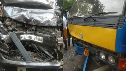 തൃശ്ശൂരില്‍ കാറും ലോറിയും കൂട്ടിയിടിച്ച് മൂന്ന് പേ‌ർക്ക് പരിക്ക്